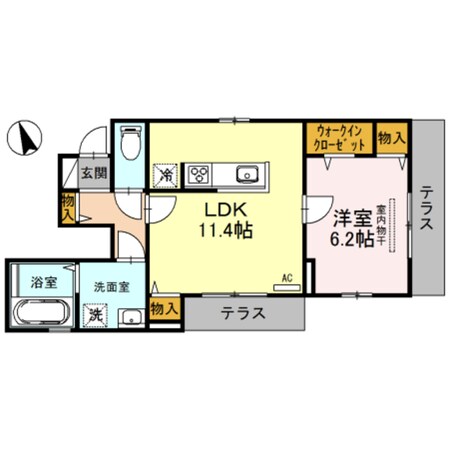 鴻池新田駅 徒歩18分 1階の物件間取画像